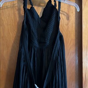 Posh Black Gathered Dress